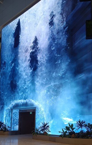 Singapore Changi Airport's Wonderfall at Terminal 2.